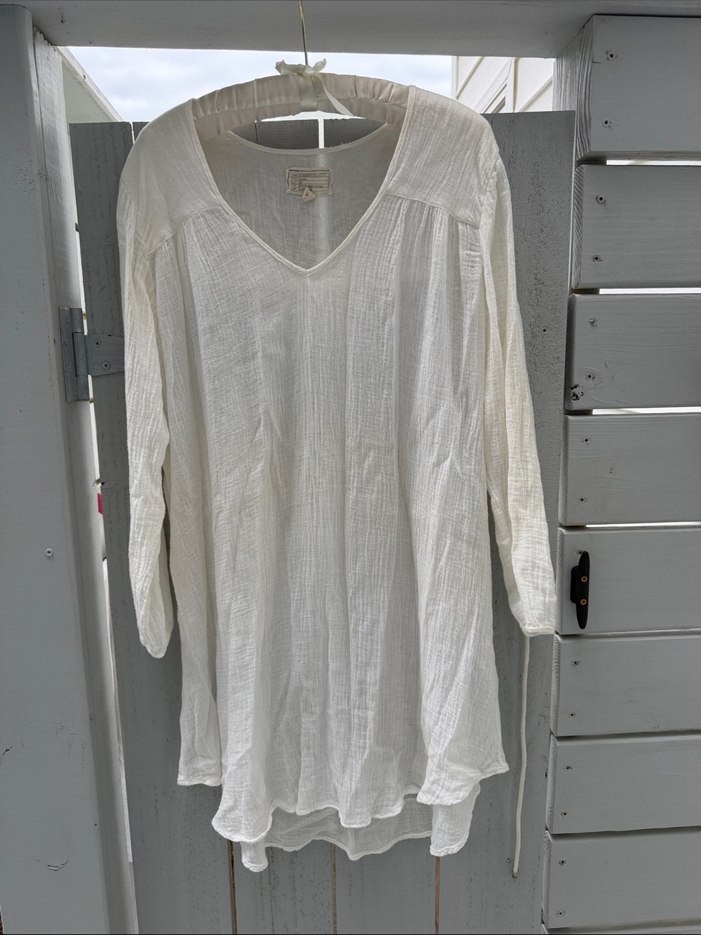 Current/Elliott Cream Gauze V-Neck Tunic